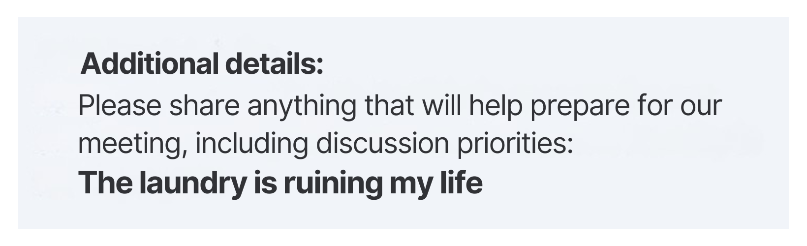 Additional Details from the Queen of To Do Interest Form The Laundry is Ruining My Life