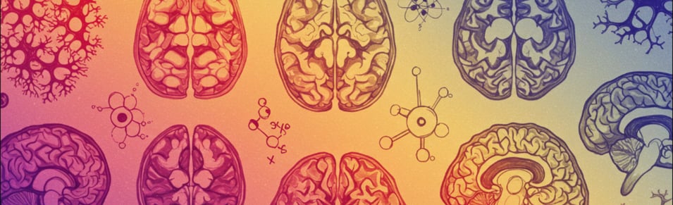 Illustrated brains in various colors representing neurodiversity and cognitive differences, symbolizing sensory-friendly home organization for neurodivergent individuals.